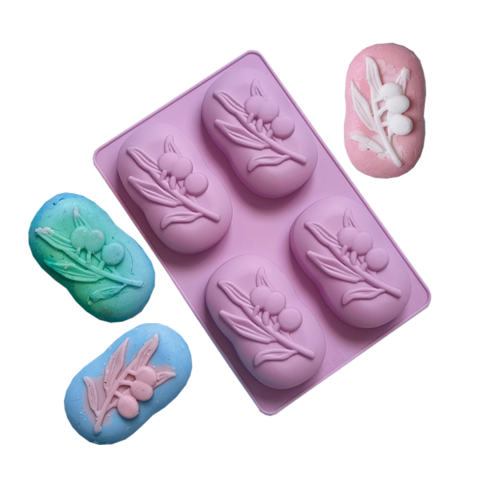 Soap Making Experiment - 4 캐비티 타원형 올리브 나무 실리콘