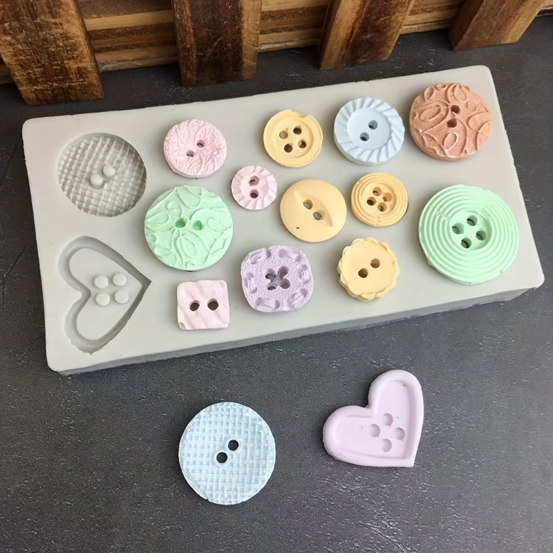 Soap Making Dish - 버튼 모양 실리콘 몰드 비누 및