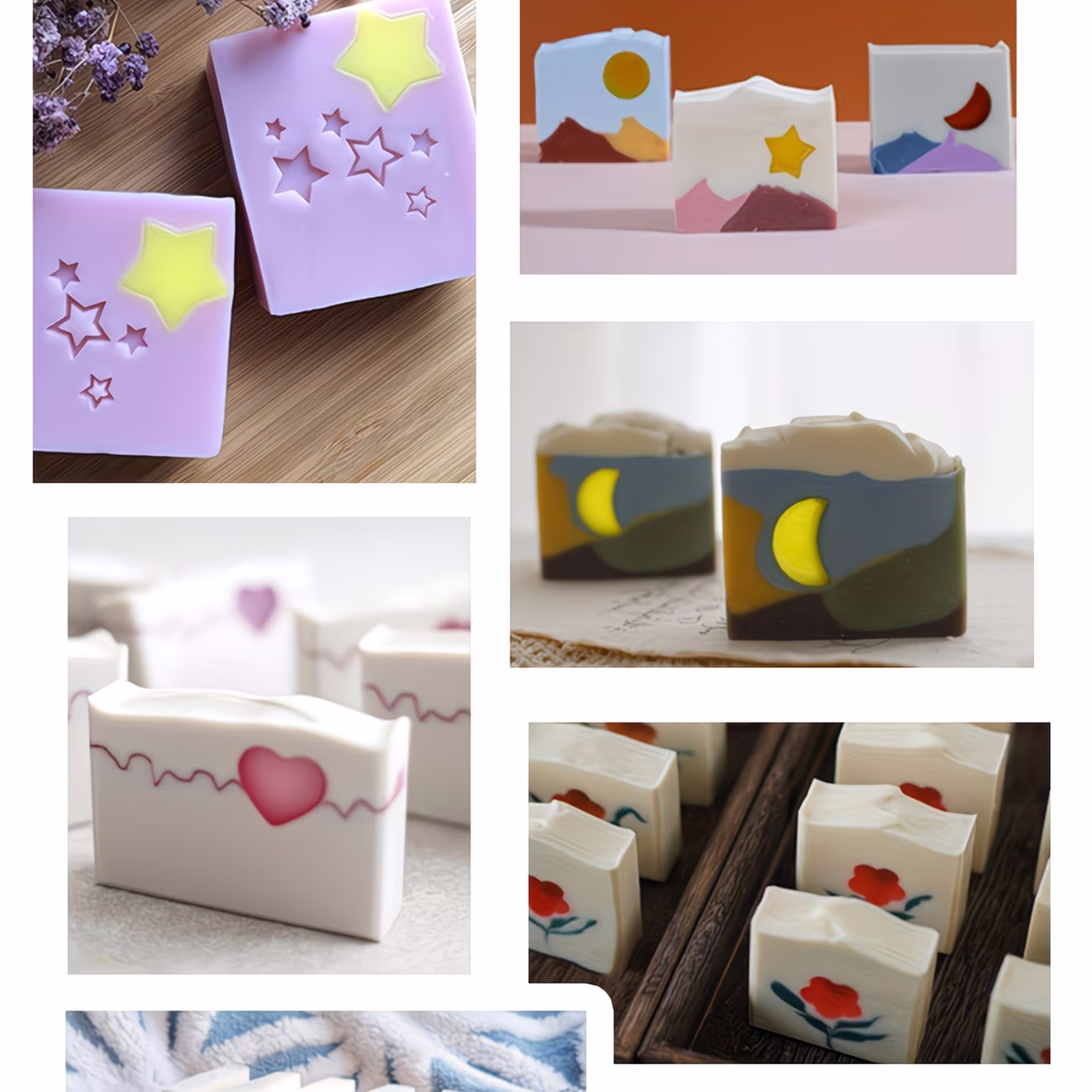 Soap Making Youtube - 실리콘 튜브 몰드 별 하트 꽃