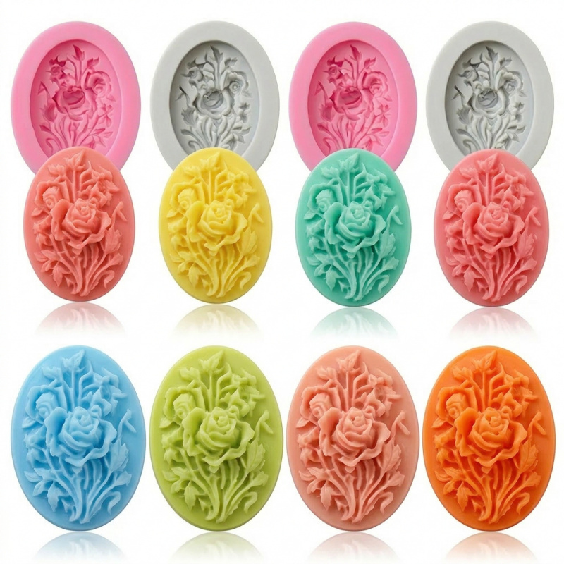 Soap Making Ins - 4개의 꽃 모양 실리콘 몰드, 쉽게