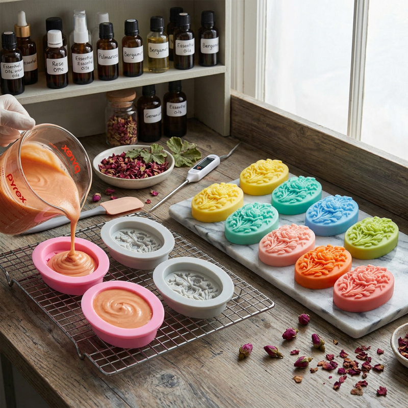 4개의 꽃 모양 실리콘 몰드, 쉽게 탈형이 가능하고 재 - Soap Making Ins 리뷰 및 가격